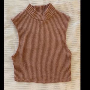 Silence + Noise ribbed mauve crop top